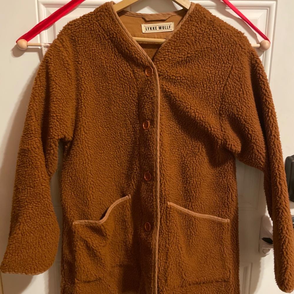 Lykke Wuulf Sherpa Ranch Jacket Driftwood Oversized Brown Button‎ Up Small - Picture 11 of 16